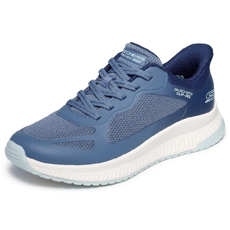 Skechers Bobs Squad 4 Staple Look – Tenis para Mujer, Color Azul Multicolor