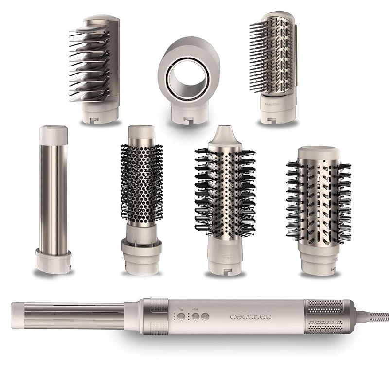 Cecotec Cepillo de Aire 8 Cabezales CeramicCare AirGlisse Champagne