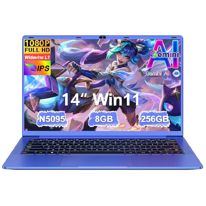 Ordenador Portátil 14 Pulgadas Celeron N5095 Upto 2,9 GHz Portatiles 8GB RAM 256GB