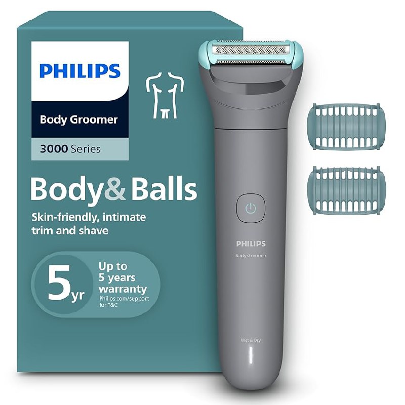 Philips Afeitadora Corporal series 3000 – Depiladora Masculina con sistema de protección