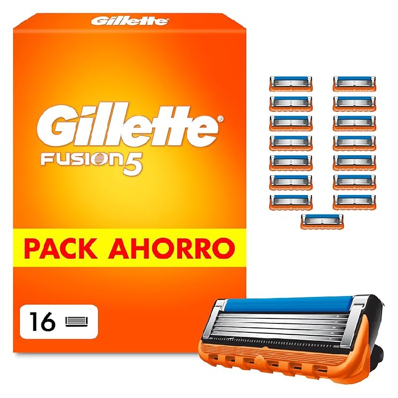 Gillette Fusion5 Cuchillas de Afeitar Hombre, Pack de 16