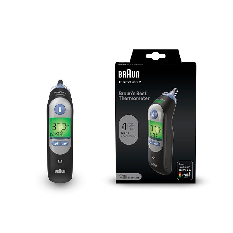 Braun ThermoScan 7 Termómetro de oído | Tecnología Age Precision | Negro