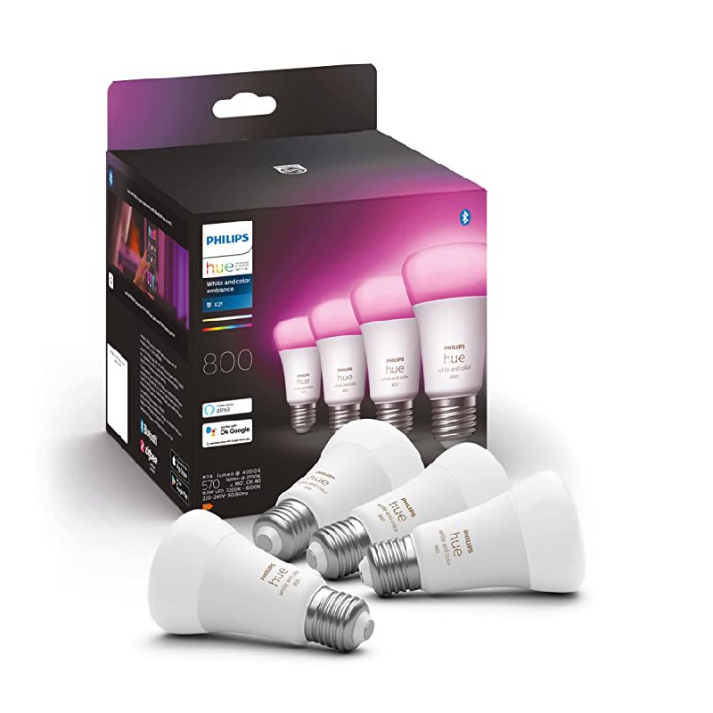Philips Hue Ambiente Blanco y Color Bombilla LED Inteligente E27 Pack de 4