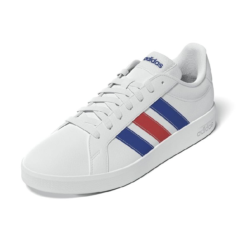 adidas Hombre Grand Court Base 3.0 Shoes, FTWR White/Team Royal Blue/Pure Ruby