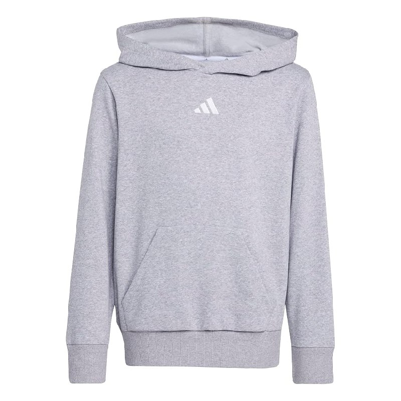 adidas Unisex niños Essentials Pocket Hoodie Sweatshirt, Medium Grey Heather/White