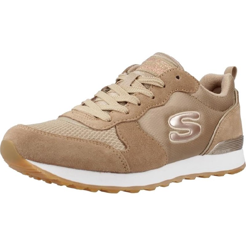 Skechers Mujer OG 85 Goldn Gurl Trainer, Tan Suede/ Nylon/ Rose Gold Trim