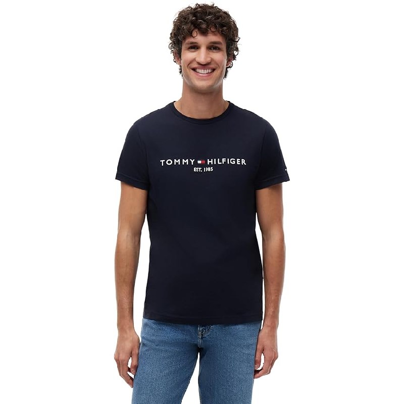 Tommy Hilfiger Camiseta de Manga Corta para Hombre Core Tommy Logo Cuello Redondo
