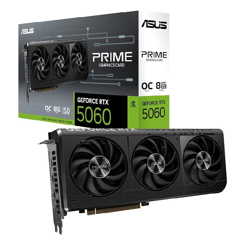 ASUS Prime GeForce RTX 5060 8 GB GDDR7 OC Edition Tarjeta gráfica Compatible con SFF (PCIe 5.0)