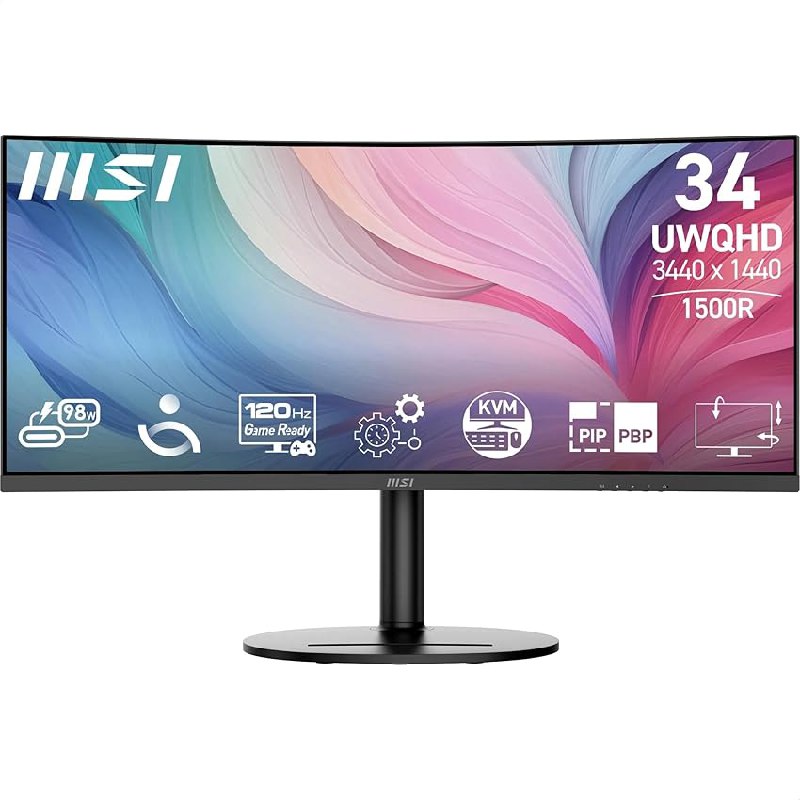 MSI Modern MD342CQP Monitor Curvo de 34» UWQHD 1500R – Panel VA 3440 x 1440