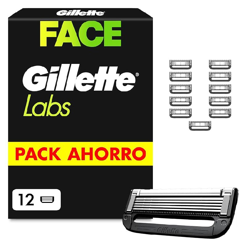 GilletteLabs Cuchillas de Afeitar Hombre, Pack de 12