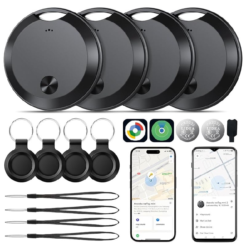 2026 Smart Tracker Tags 4 Pack, con Android Google Localizador o iOS Apple Buscar