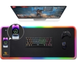 Gimars Alfombrilla Ratón Gaming RGB con 15W Carga Inalámbrica