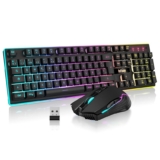 RedThunder K10 Teclado Gaming Sensación Mecánico lnalámbrico,Retroiluminación RGB,Batería