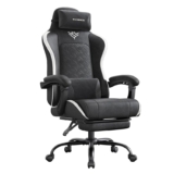 SONGMICS Silla Gaming Ergonómica con Reposapiés, Sillón Gamer de Escritorio Reclinable 135°