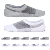 YouShow 10 Pares Calcetines Antideslizantes Silicona Bajos Calcetin Algodon Verano Unisex(Gris Blanco,39)