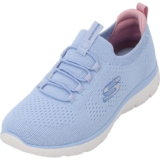 Skechers Mujer Summits Top Player Zapatillas, Light Blue Knit/Multi Trim