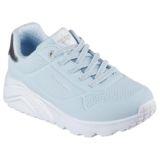 Skechers Niñas Uno Lite Sneaker, Light Blue Synthetic/Silver Trim
