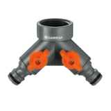 Válvula de 2 vías Gardena: distribuidor de agua para grifo con rosca de 26,5 mm (G 3/4 pulgadas)