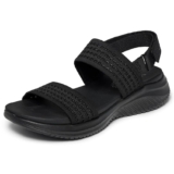 Skechers Ultra Flex 3.0 – Sandalias Planas para Mujer, Color Negro