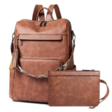 Shrrie Mochila de piel vegana para portátil de 15,6 pulgadas para mujer. Mochila de trabajo