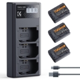 K&F Concept 3-Pack NP-FZ100 Batería 2280mAh y Cargador LCD de 3 Ranuras Compatible con Sony A7iii