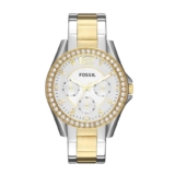 Fossil Riley Reloj para mujer, movimiento cronógrafo con correa de acero o piel