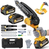 SINPY 2×4000 mAh Mini Motosierra Bateria, 6 Pulgadas Motosierra Eléctrica Pequeña