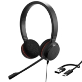 Jabra Evolve 20 Auriculares Estéreo con Cable USB-C/A, Negro