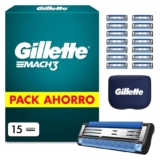 Gillette Mach3 Base Pack de 15 Recambios Para Maquinillas De Afeitar Para Hombre