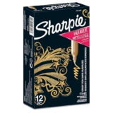 Sharpie rotuladores metálicos permanentes | punta fina | tinta dorada | caja de 12
