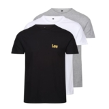 Lee Hombres Camiseta de Cuello Redondo Negro/Gris/Blanco Paquete de 3 Grande