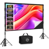 LEORFI Pantalla Proyector 120 Pulgadas con Trípode Portátil, Fondo Negro