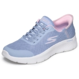 Skechers GO Walk Flex Grand Entry sin Cordones para Mujer, Periwinkle Textile Pink Trim