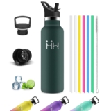 Mujigaga Botella Agua Acero Inoxidable 1 litro, con Pajita
