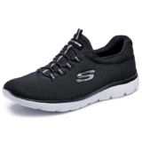 Skechers Mujer Summits 12980W Wide Zapatillas, Black Mesh/ White Trim