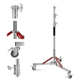 Soonpho WS-300 Pro Light Stand 100% Acero Inoxidable Soporte de Luz C Stand con Ruedas y Boom,Metal Heavy C