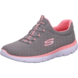 Skechers Mujer Summits 12980 Zapatillas, Gray Mesh/ Pink Trim