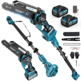 2-en-1 8 Pulgadas Mini Motosierra de Pértiga Inalámbrica con 2 Baterías de 4000mAh