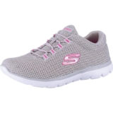 Skechers Mujer Summits Trainer, Gray Mesh/ Hot Pink Trim
