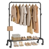 SONGMICS Burro para Ropa con Ruedas, Tubo de Acero