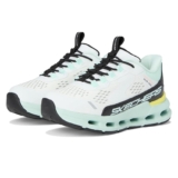 Skechers Niñas Glide-Step + Vista Lane Slip-In ENTRENADOR, White Synthetic/Black/Turquoise Trim